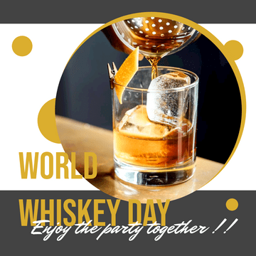 Editable instagramposts template:Black And Yellow World Whiskey Day Instagram Post