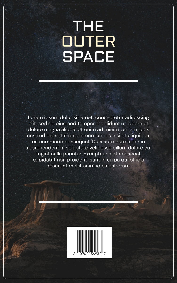 Book Cover template: The Outer Space Science Fiction Book Cover (Created by Visual Paradigm Online's Book Cover maker)