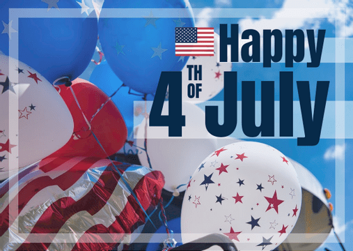 Editable postcards template:Photo Happy Fourth of July Postcard