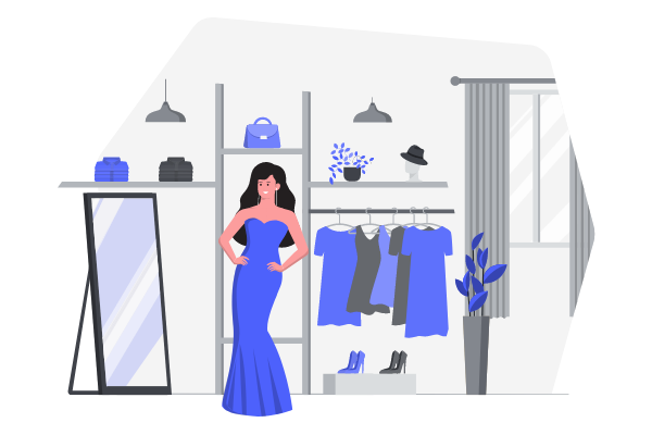 主頁插圖 模板。 Clothes Shop Illustration (由 Visual Paradigm Online 的主頁插圖軟件製作)