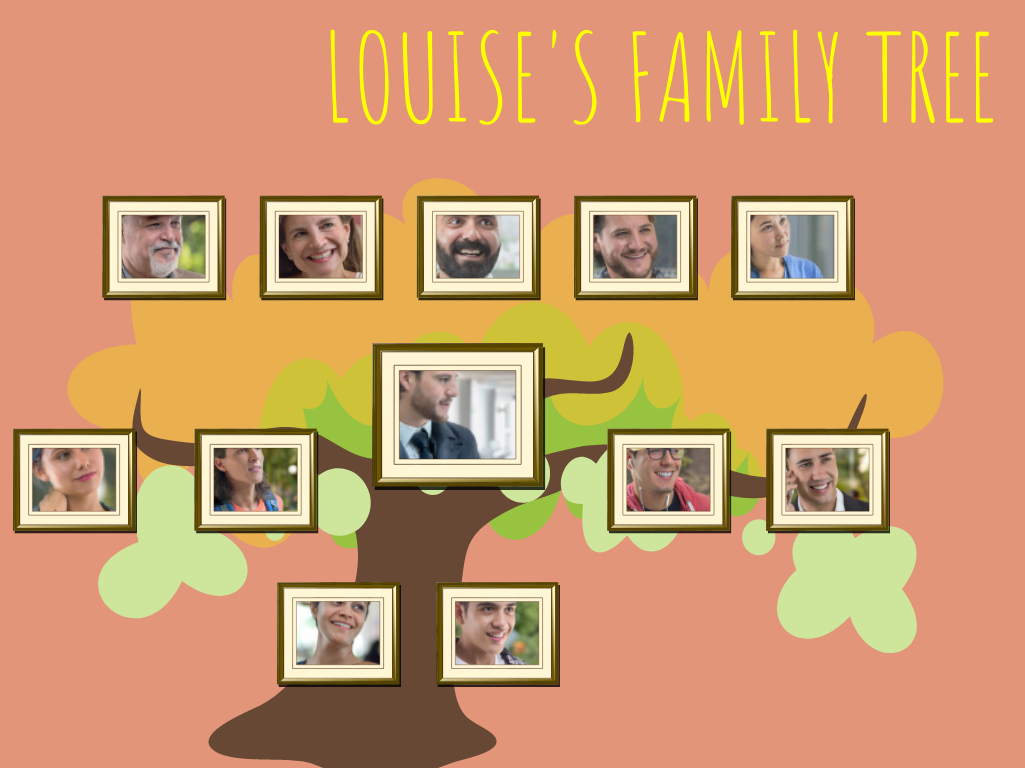 Family Tree template: Traditional Frame Family Tree with Pictures (Created by Visual Paradigm Online's Family Tree maker)