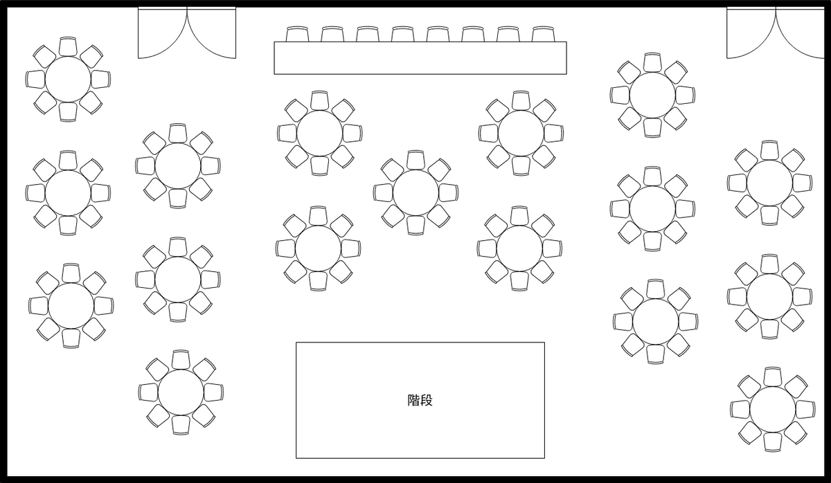座位表 模板。  活動大廳座位圖 (由 Visual Paradigm Online 的座位表軟件製作)