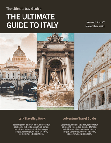 小冊子 模板。 Ultimate Travel Guide To Italy Booklet (由 Visual Paradigm Online 的小冊子軟件製作)