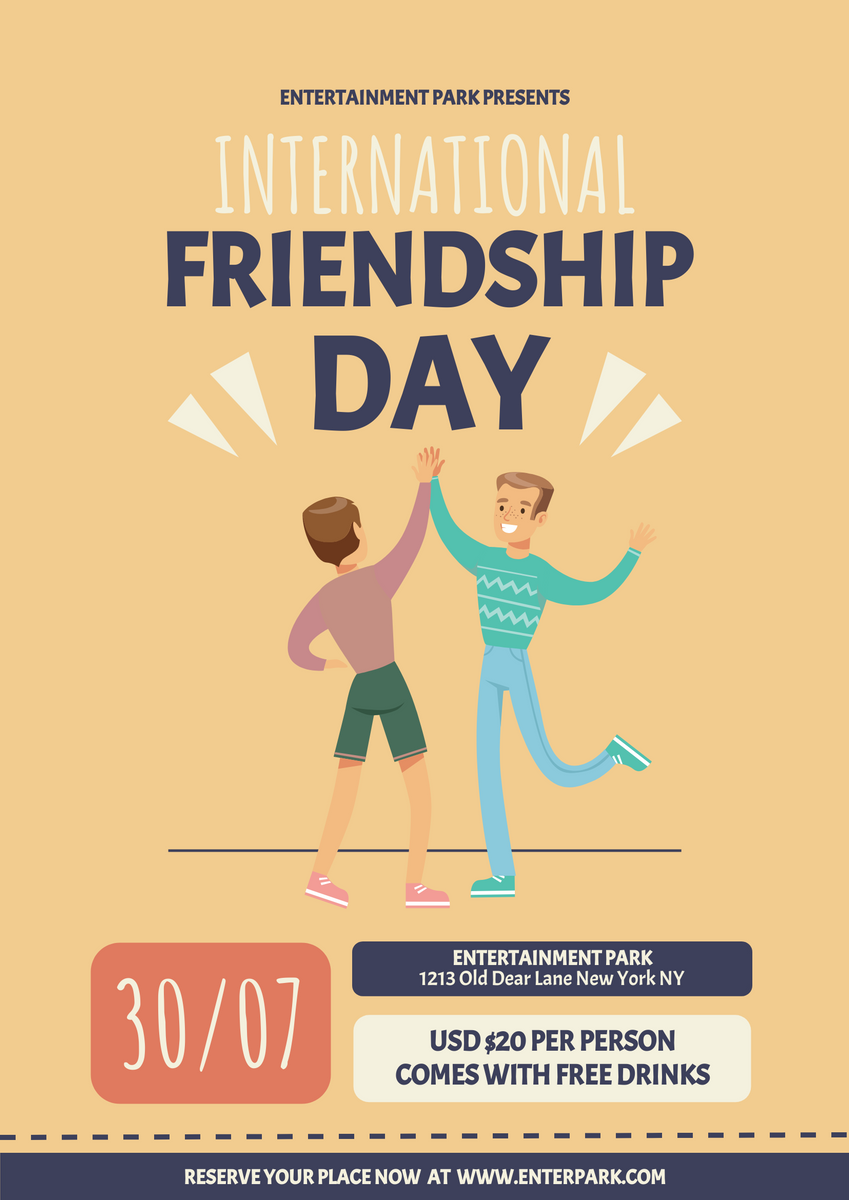 Poster template: Simple Friendship Day Park Poster (Created by InfoART's Poster maker)