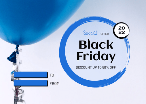 Editable giftcards template:Blue Circle Black Friday Sale Gift Card
