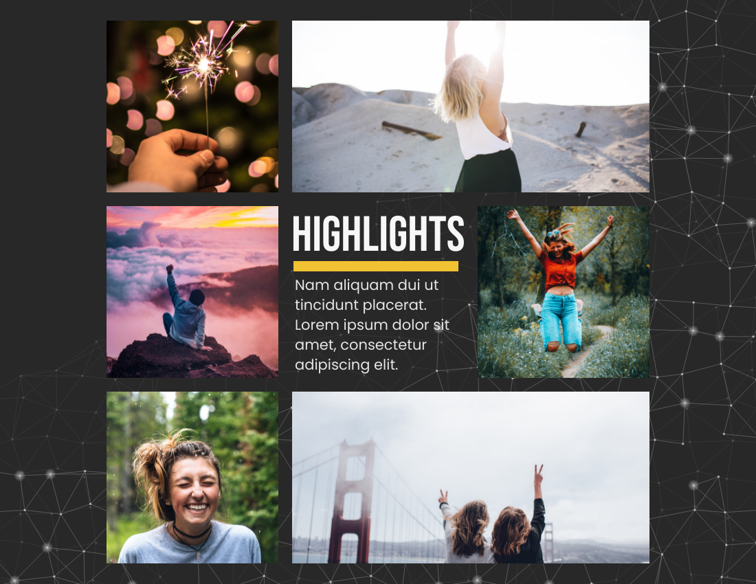 Year in Review Photo Book template: Modern Dark Theme Year in Review Photo Book (Created by Visual Paradigm Online's Year in Review Photo Book maker)