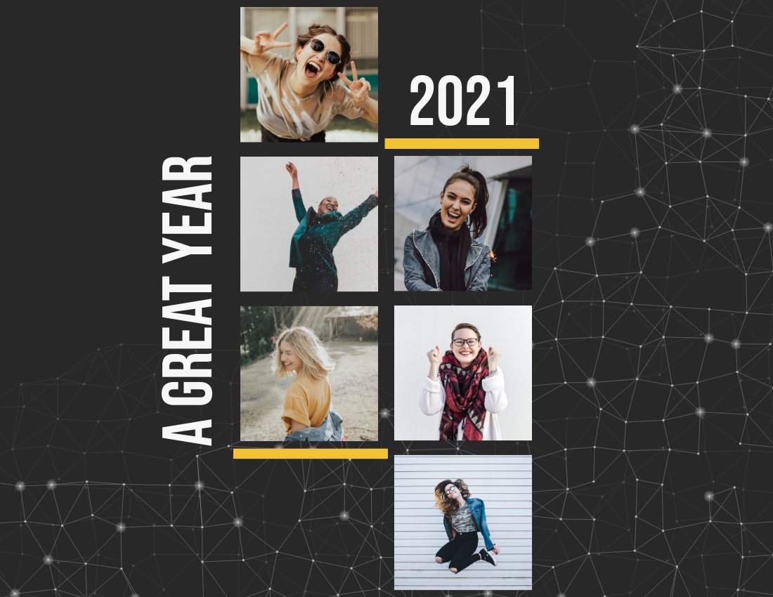 Year in Review Photo Book template: Modern Dark Theme Year in Review Photo Book (Created by Visual Paradigm Online's Year in Review Photo Book maker)