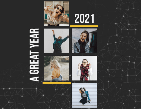 Year in Review Photo Book template: Modern Dark Theme Year in Review Photo Book (Created by InfoART's  marker)