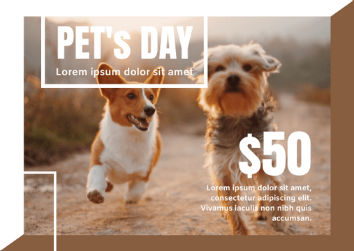 Editable giftcards template:Pet Shop Gift Card