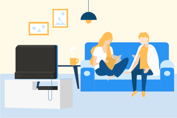 Relationship Illustration template: Watching TV Illustration (Created by Visual Paradigm Online's Relationship Illustration maker)