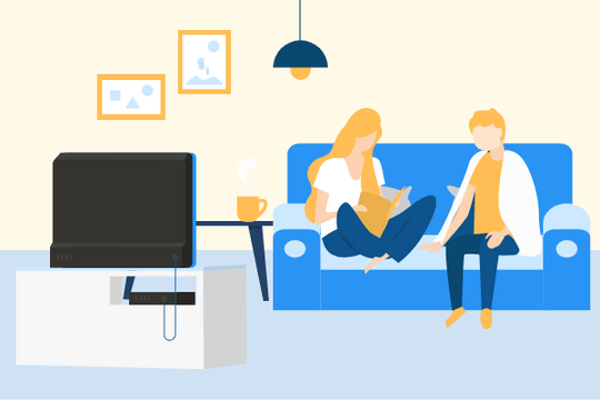 Relationship Illustrations template: Watching TV Illustration (Created by Visual Paradigm Online's Relationship Illustrations maker)