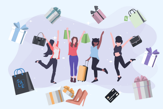 Shopping Together Illustration