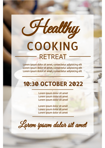 Posters template: Healthy Cooking Retreat Poster (Created by Visual Paradigm Online's Posters maker)