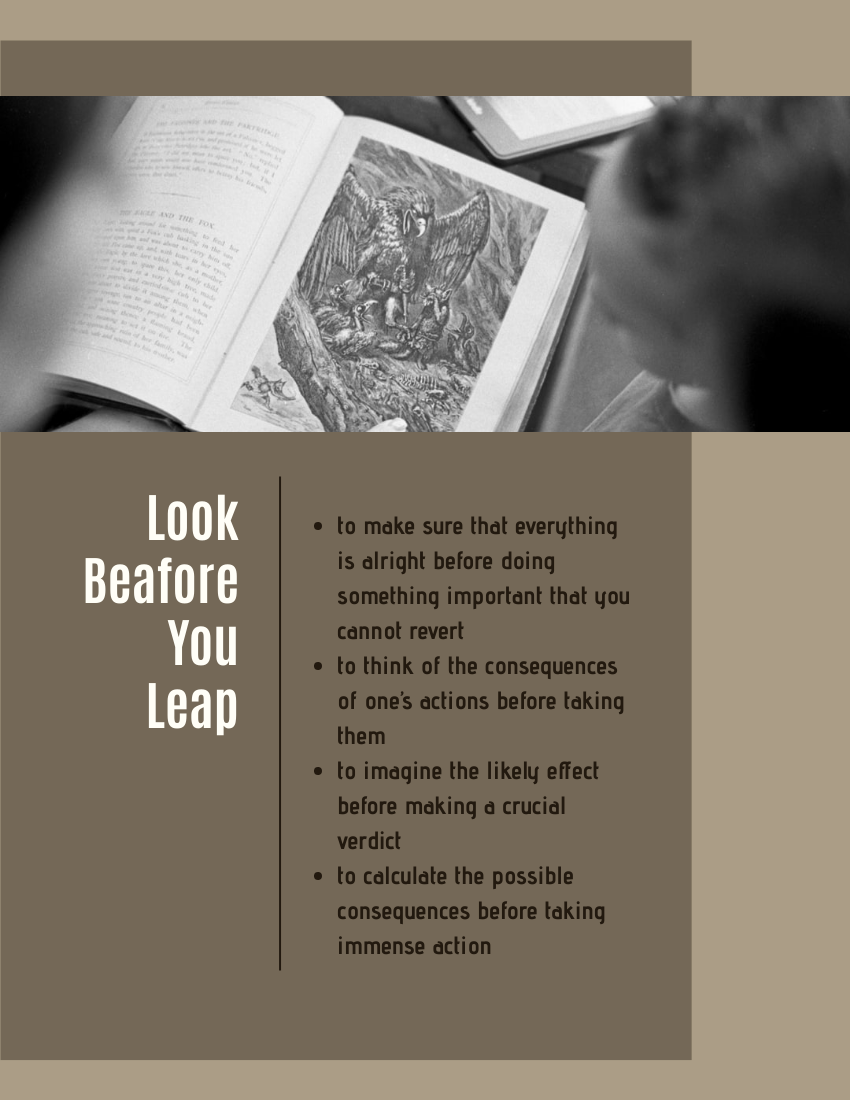 Quote template: Look before you leap. - Aesop (Created by Visual Paradigm Online's Quote maker)