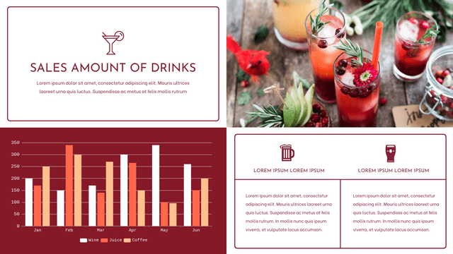 Grouped Column Chart template: Sales Amount Of Drinks Grouped Column Chart (Created by InfoART's  marker)
