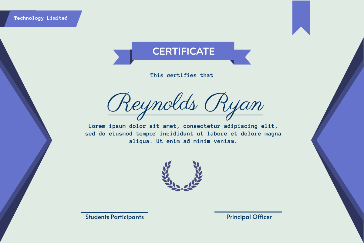 Certificate template: Kashmir Blue Certificate (Created by InfoART's Certificate maker)