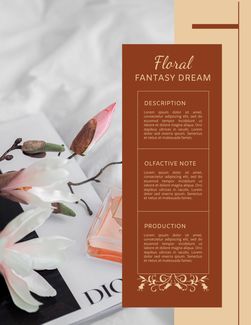 产品目录 模板。Perfume Series Catalog (由 Visual Paradigm Online 的产品目录软件制作)