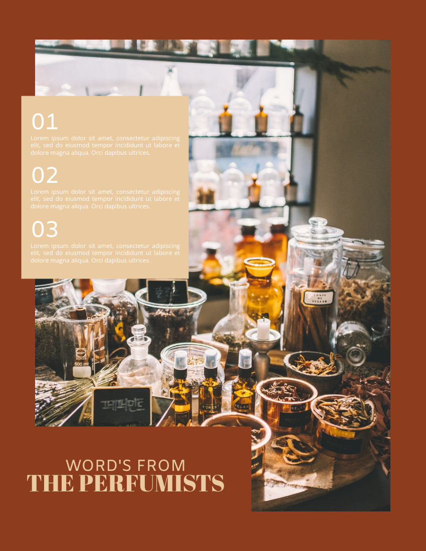 產品目錄 模板。 Perfume Series Catalog (由 Visual Paradigm Online 的產品目錄軟件製作)