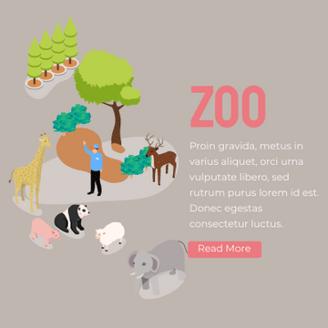 Isometric Diagram template: Zoo Banner (Created by Visual Paradigm Online's Isometric Diagram maker)