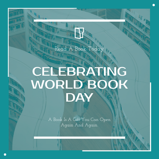 Invitation template: Blue Library Photo World Book Day Invitation (Created by InfoART's Invitation maker)