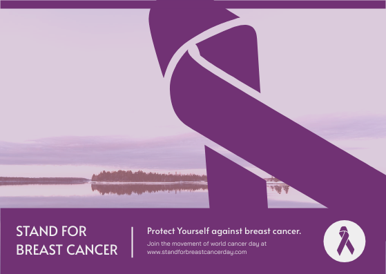 Postcard template: Purple Sunset Photo World Cancer Day Postcard (Created by Visual Paradigm Online's Postcard maker)