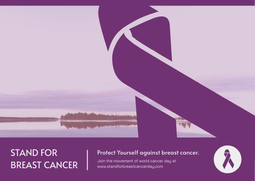 Editable postcards template:Purple Sunset Photo World Cancer Day Postcard