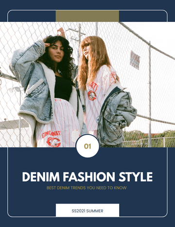 搭配风格秀 模板。Denim Fashion Style Lookbook (由 Visual Paradigm Online 的搭配风格秀软件制作)