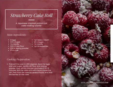 Strawberry Cake Roll Recipe Card