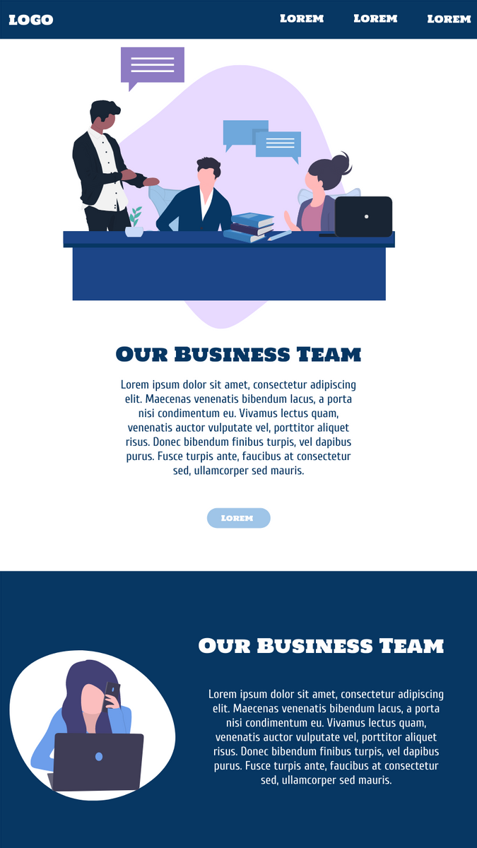Our Business Team Landing Page