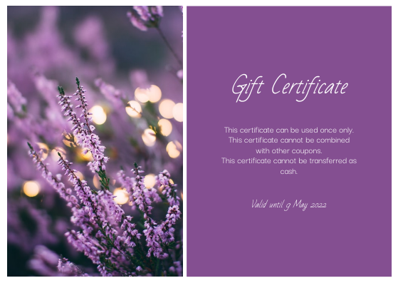 Gift Card template: Purple Floral Photo Frame Mother's Day Gift Card (Created by Visual Paradigm Online's Gift Card maker)
