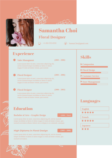 Editable resumes template:Mystic Floral Resume
