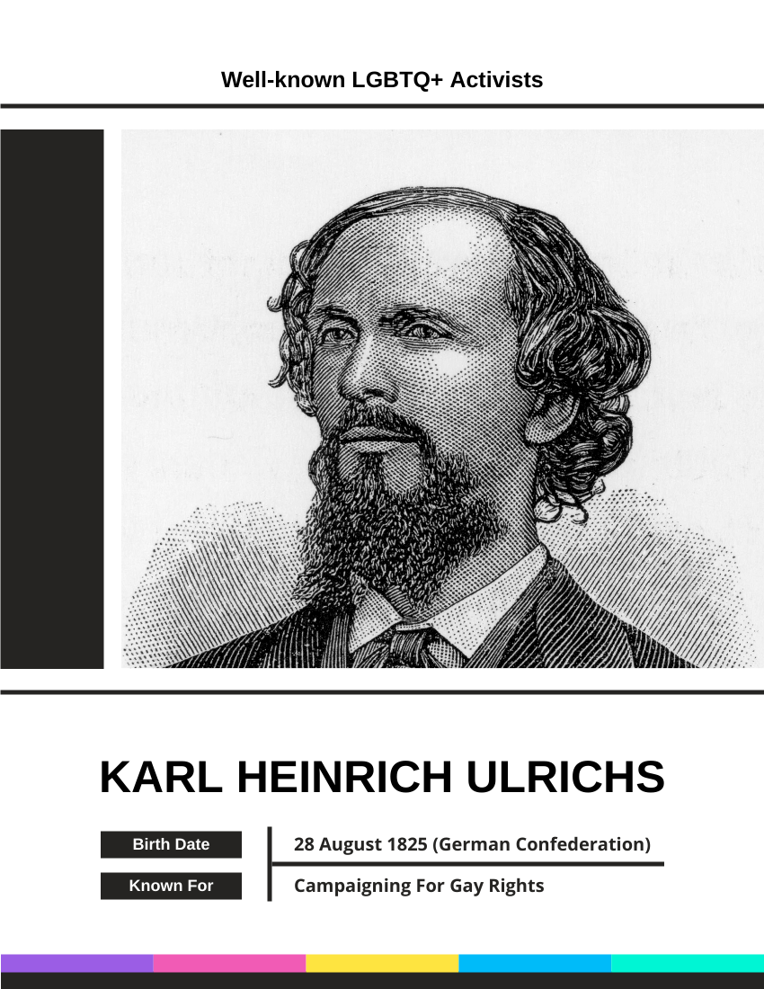 Biography template: Karl Heinrich Ulrichs Biography (Created by Visual Paradigm Online's Biography maker)