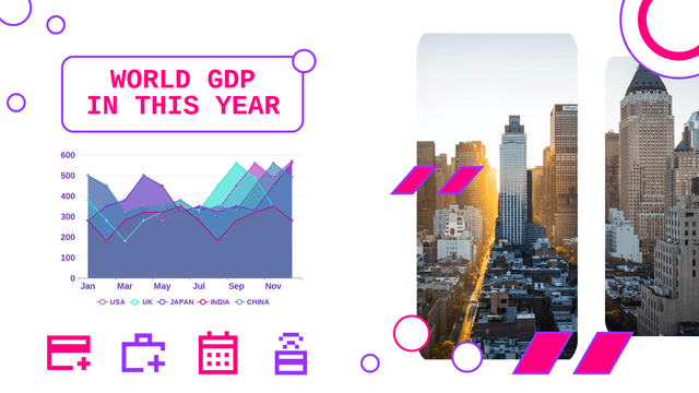 Area Chart template: World GDP Area Chart (Created by InfoART's  marker)
