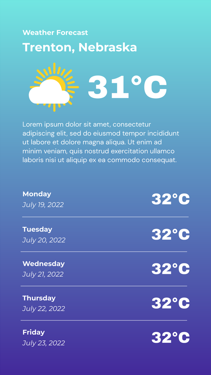 Weekly Weather Forecast Instagram Story