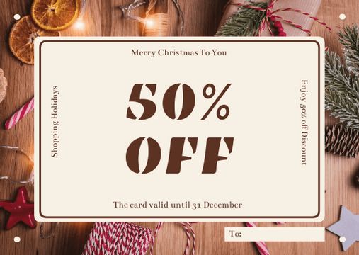 Editable giftcards template:Brown Christmas Decorations Photo Gift Card