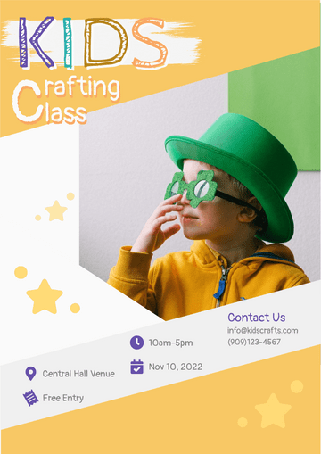 Poster template: Kids Crafting Class Poster (Created by Visual Paradigm Online's Poster maker)