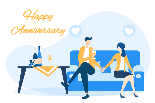 Relationship Illustration template: Happy Anniversary Illustration (Created by Visual Paradigm Online's Relationship Illustration maker)
