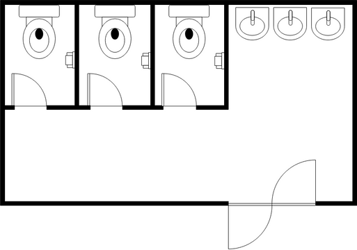 Restroom Floor Plan template: Simple Restroom (Created by InfoART's Restroom Floor Plan marker)