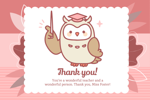 Greeting Card template: Thank You For Teacher Greeting Card (Created by InfoART's Greeting Card maker)