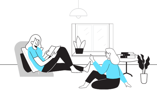 Relationship Illustrations template: Girl Time Illustration (Created by Visual Paradigm Online's Relationship Illustrations maker)