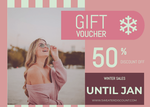 Editable giftcards template:Winter Sale Gift Voucher Card