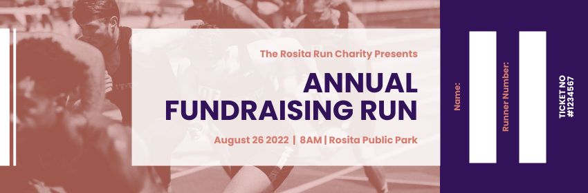 Ticket template: Annual Fundraising Run Ticket (Created by Visual Paradigm Online's Ticket maker)