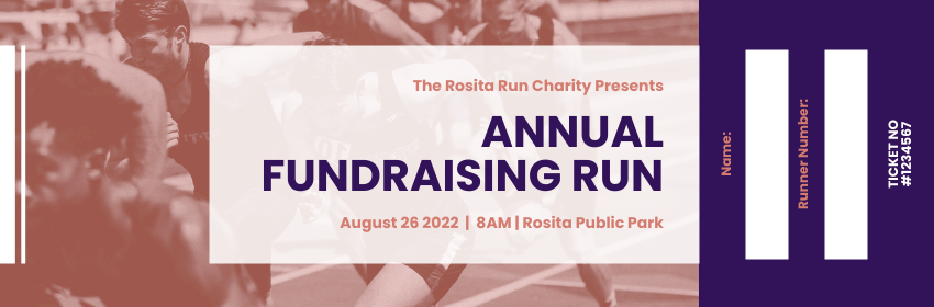 Editable tickets template:Annual Fundraising Run Ticket