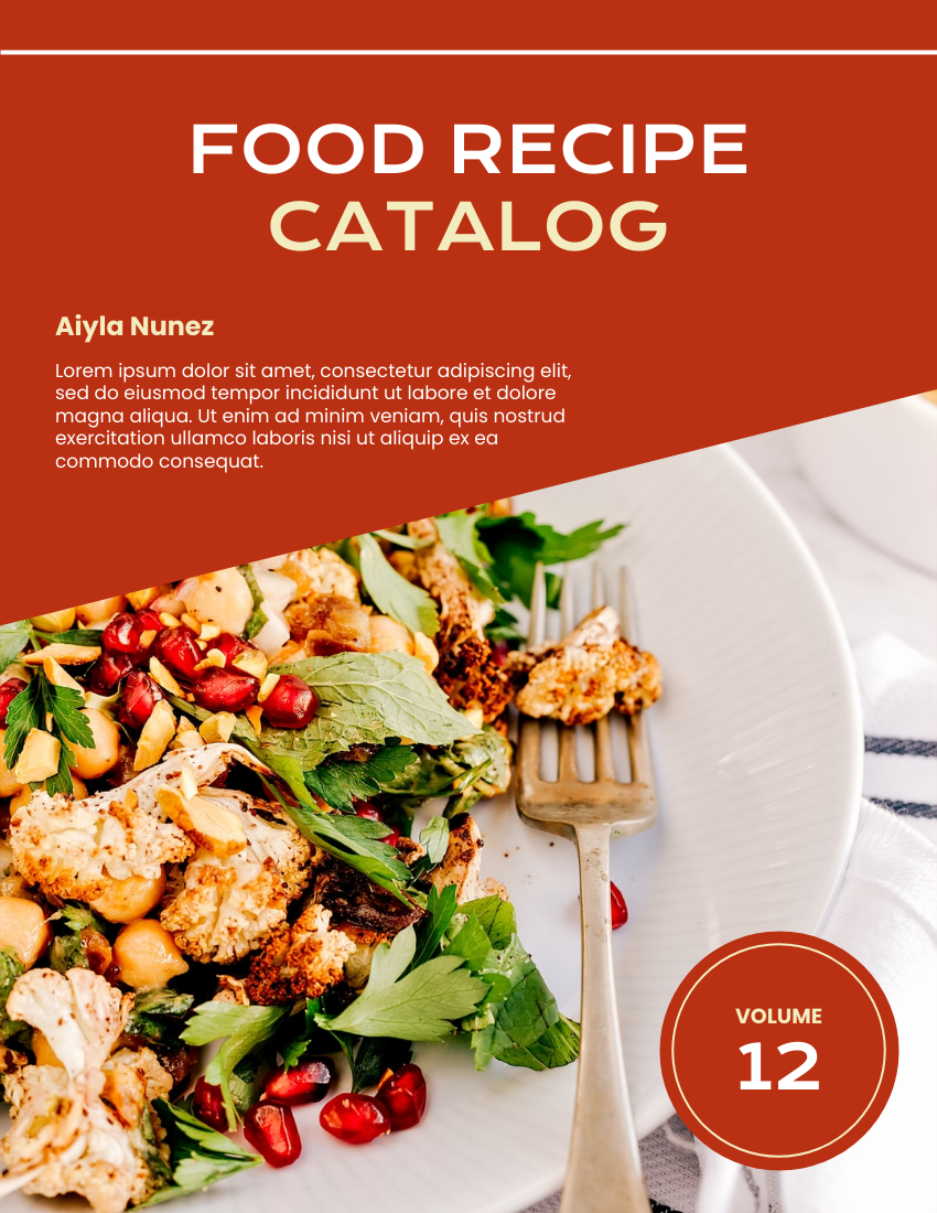 产品目录 模板。Food Recipe Catalog (由 Visual Paradigm Online 的产品目录软件制作)