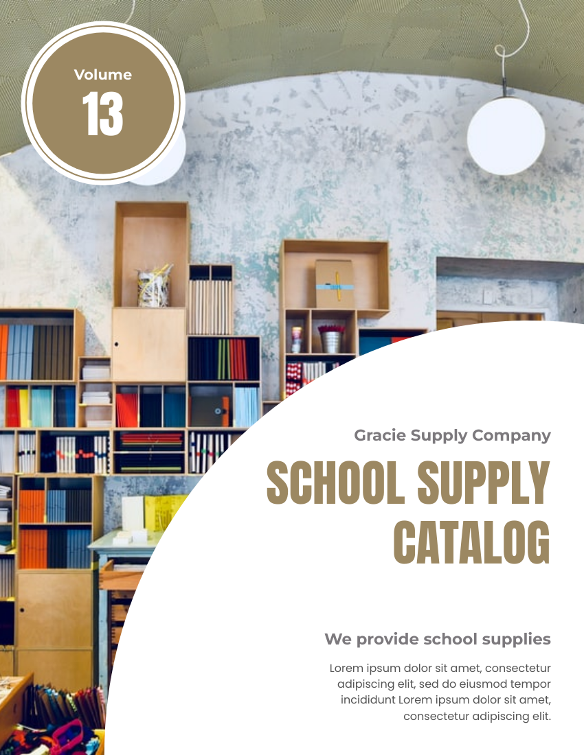 產品目錄 模板。 School Supply Cataog (由 Visual Paradigm Online 的產品目錄軟件製作)