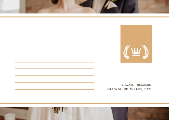 Postcard template: Soft Brown Wedding Photo Wedding Party Invitation Postcard (Created by Visual Paradigm Online's Postcard maker)
