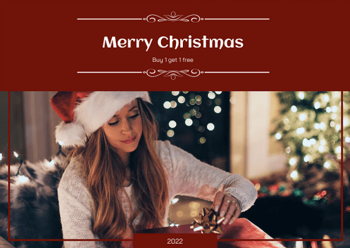 Gift Cards template: Red Christmas Girl Photo Gift Card (Created by Visual Paradigm Online's Gift Cards maker)