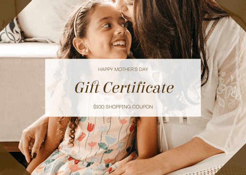 Editable giftcards template:Brown Mother And Daughter Photo Mother's Day Gift Card