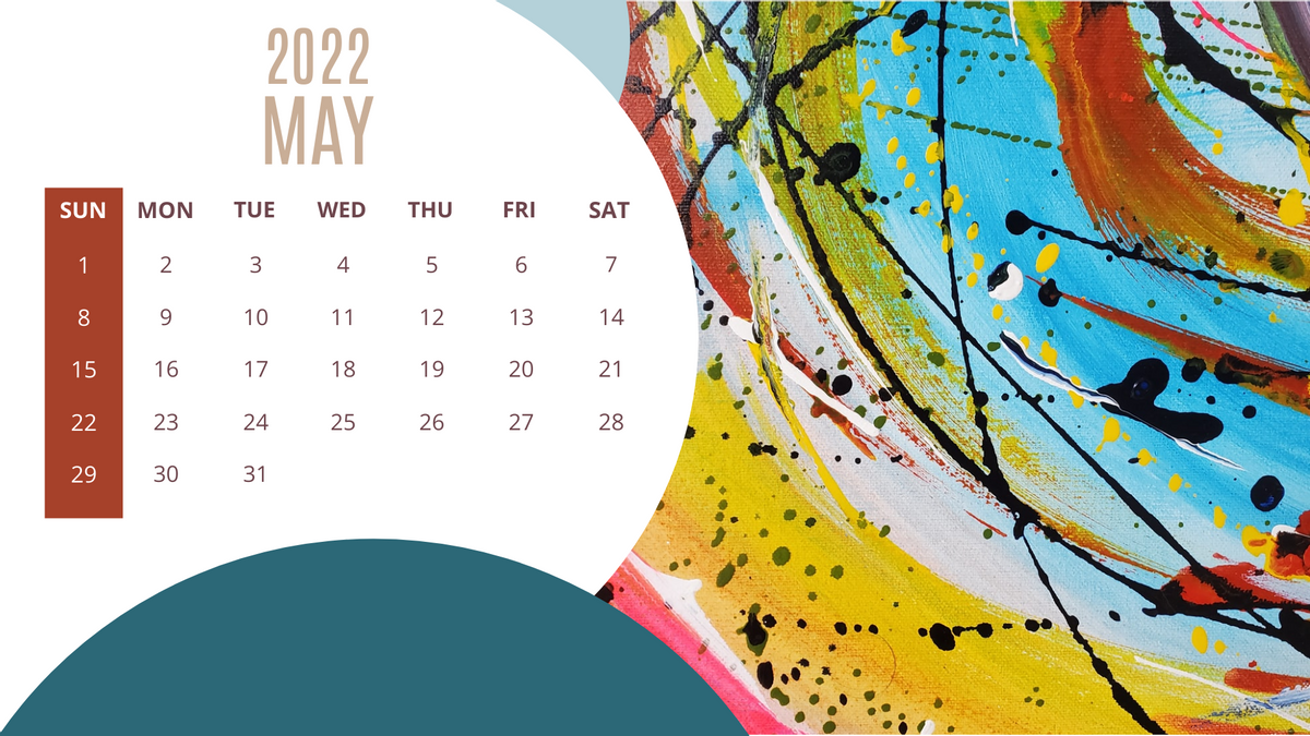 Calendar 模板。 Colorful Painting Calendar (由 Visual Paradigm Online 的Calendar軟件製作)