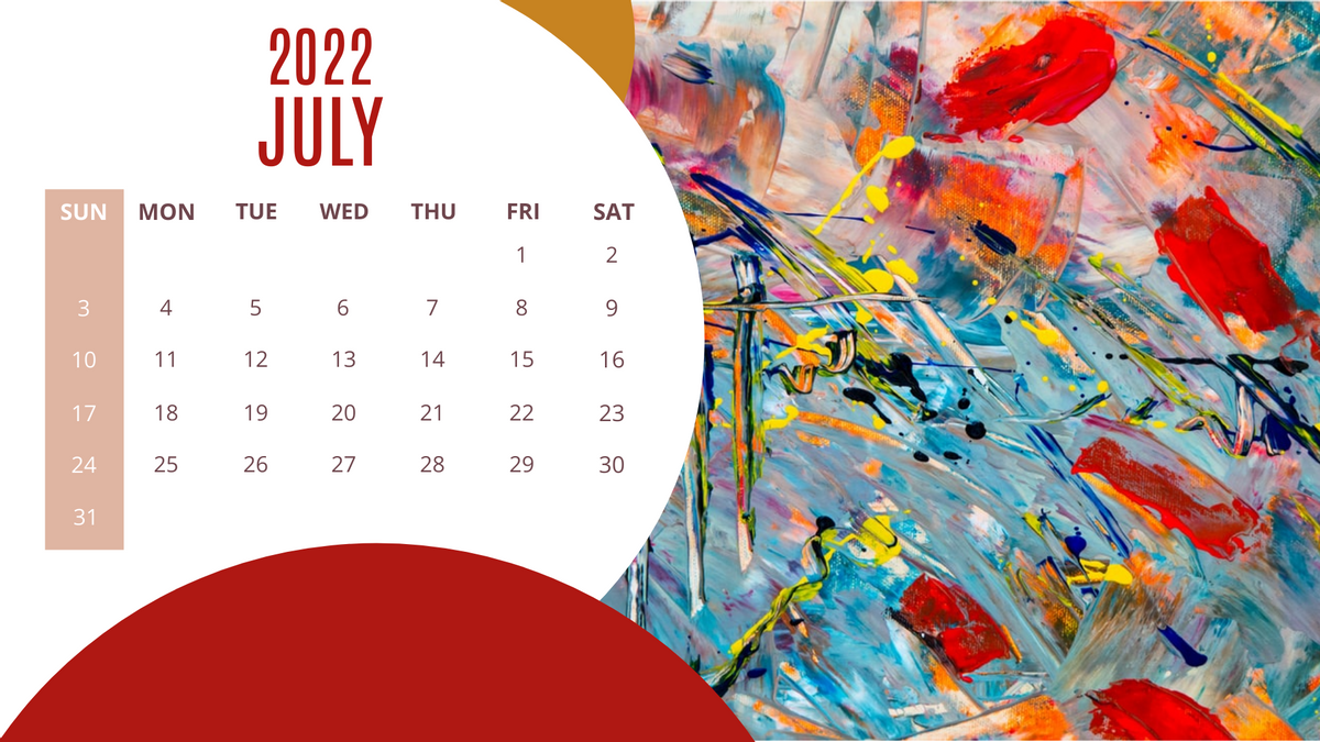 Calendar template: Colorful Painting Calendar (Created by Visual Paradigm Online's Calendar maker)